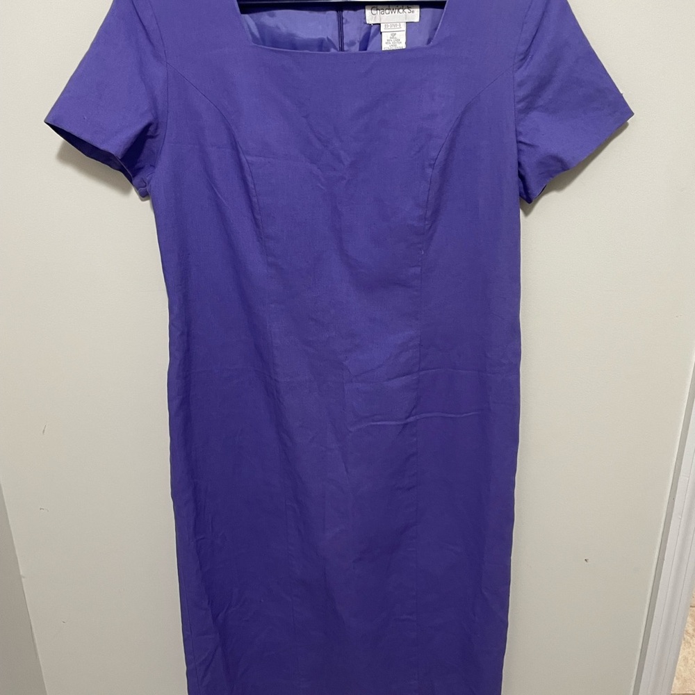 Vintage Linen Elegant Purple Women's Dress